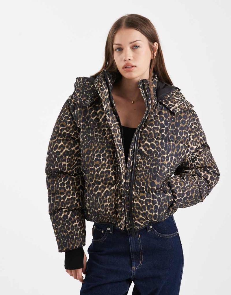 Brave Soul - Pufferjacke mit Leopardenmuster und Kapuze-Bunt von Brave Soul