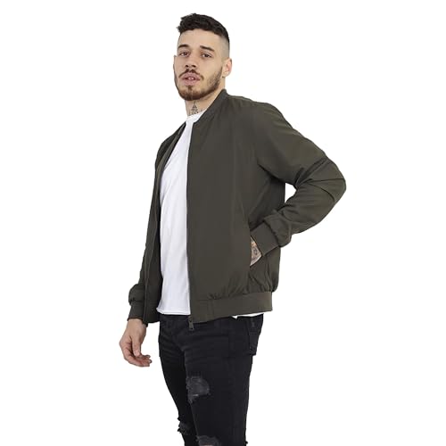 Brave Soul Sanjay Herren-Bomberjacke, 100 % Polyester, langärmelig, Reißverschluss, Oberbekleidung für Herren, khaki, L von Brave Soul