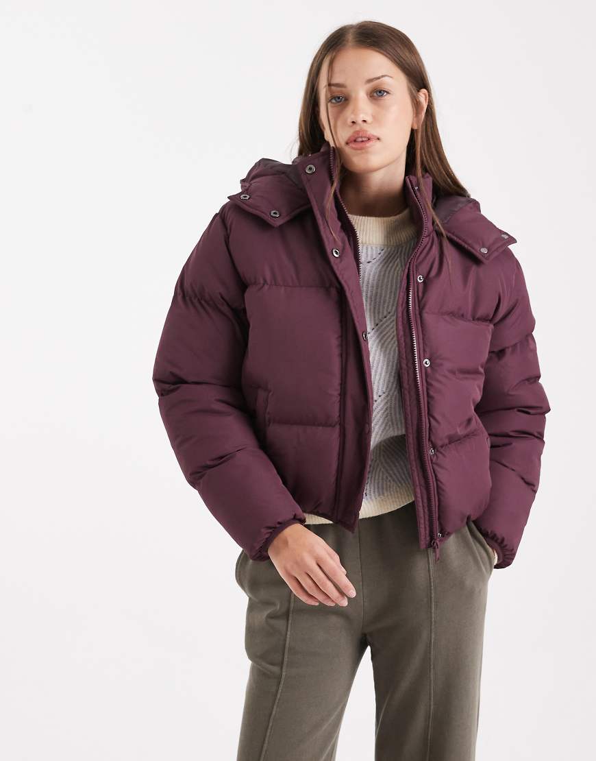 Brave Soul - Steppjacke in Feige mit Kapuze-Rot von Brave Soul