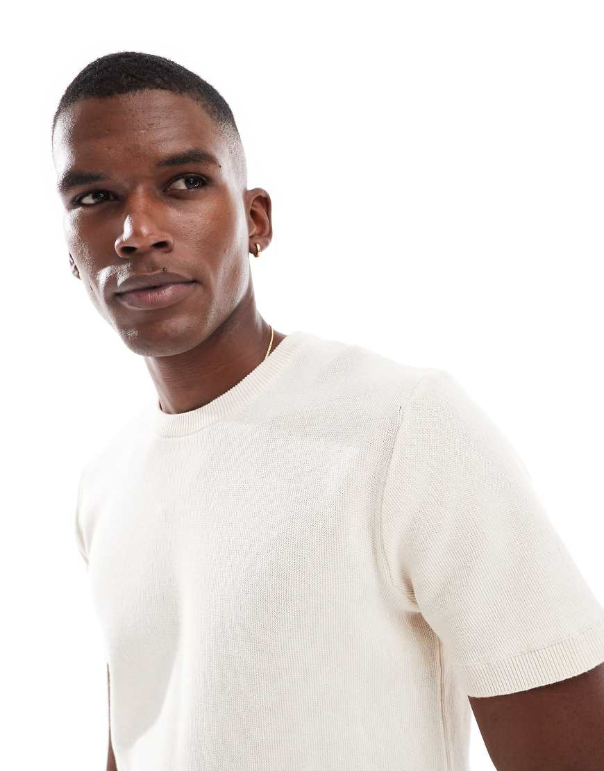 Brave Soul - Strick-T-Shirt in Creme-Neutral von Brave Soul