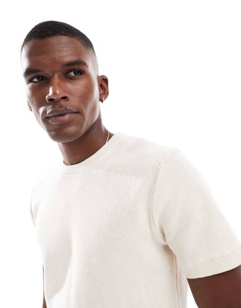 Brave Soul - Strick-T-Shirt in Creme-Neutral von Brave Soul