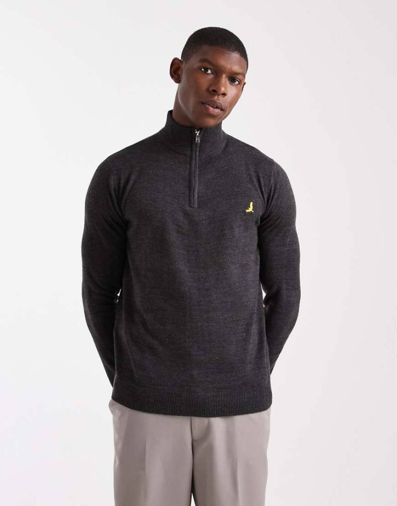 Brave Soul - Strickpullover in Anthrazit mit kurzem 1/4-Reißverschluss-Grau von Brave Soul