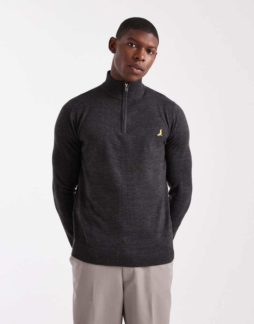 Brave Soul - Strickpullover in Anthrazit mit kurzem 1/4-Reißverschluss-Grau von Brave Soul