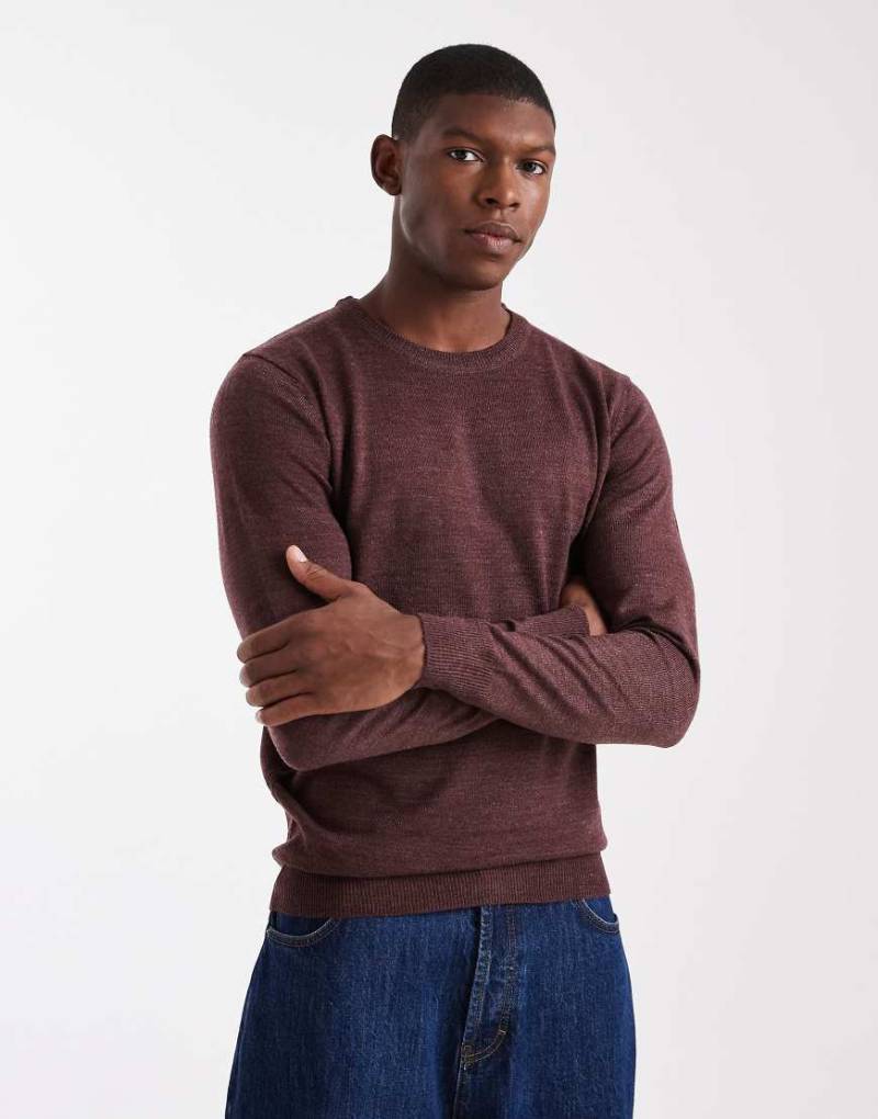 Brave Soul - Strickpullover in Burgunderrot mit Rundhalsausschnitt von Brave Soul