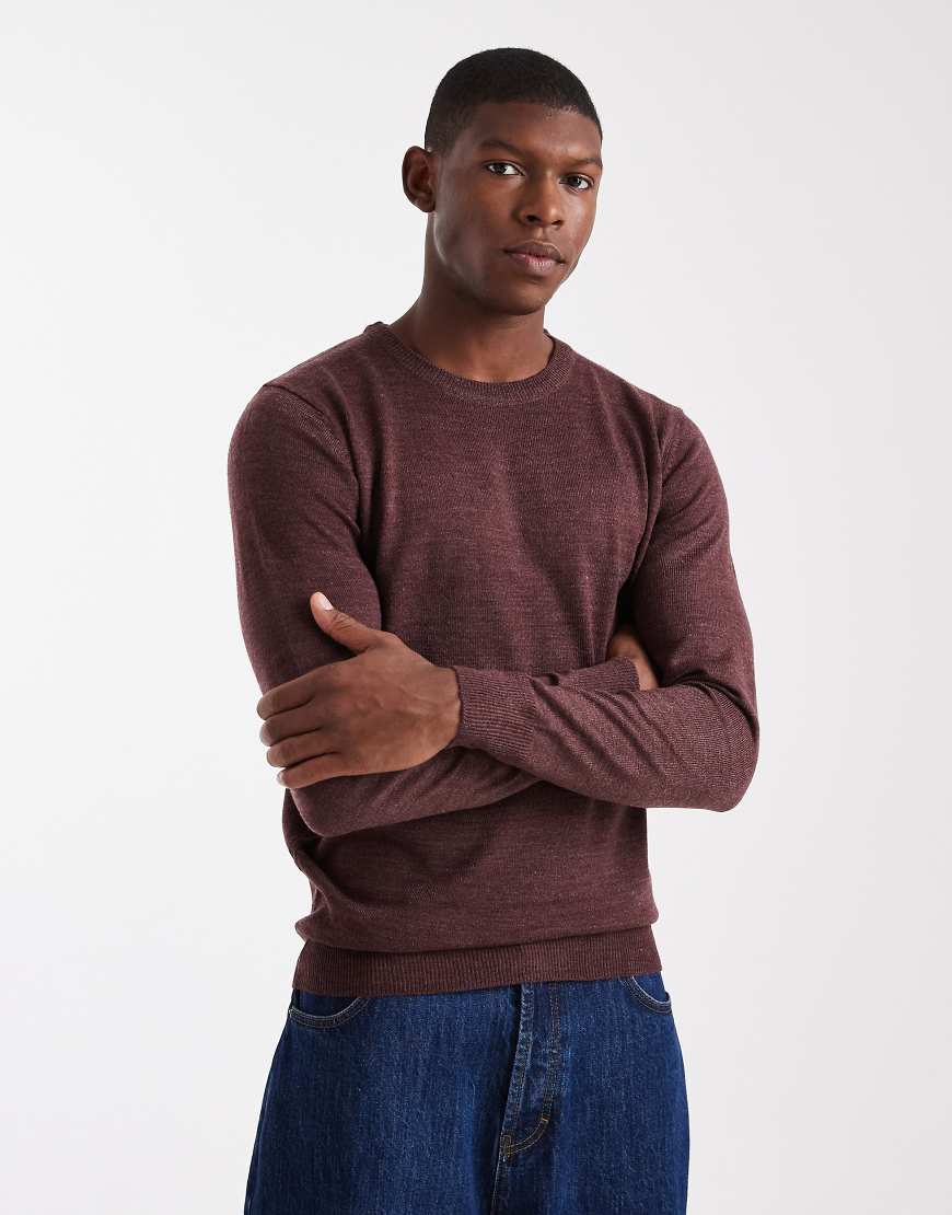 Brave Soul - Strickpullover in Burgunderrot mit Rundhalsausschnitt von Brave Soul