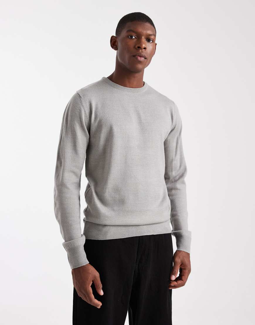 Brave Soul - Strickpullover in Hellgrau mit Rundhalsausschnitt von Brave Soul