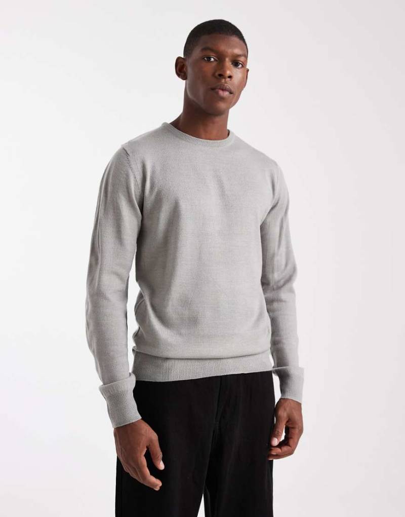 Brave Soul - Strickpullover in Hellgrau mit Rundhalsausschnitt von Brave Soul