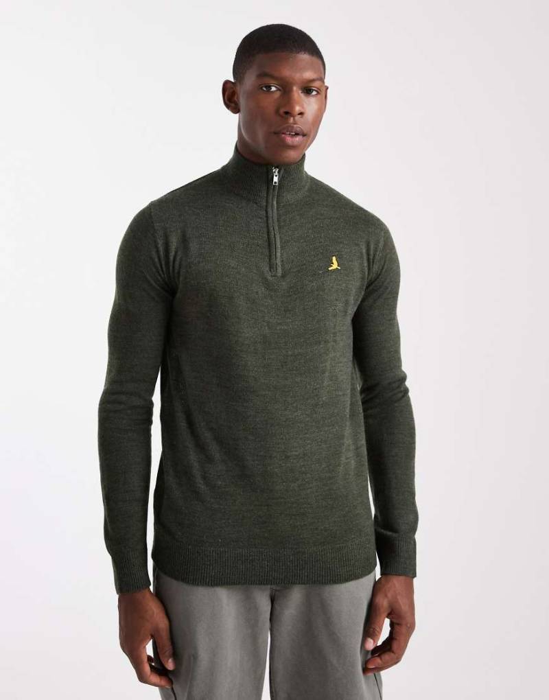 Brave Soul - Strickpullover in Khaki mit kurzem Reißverschluss-Grün von Brave Soul