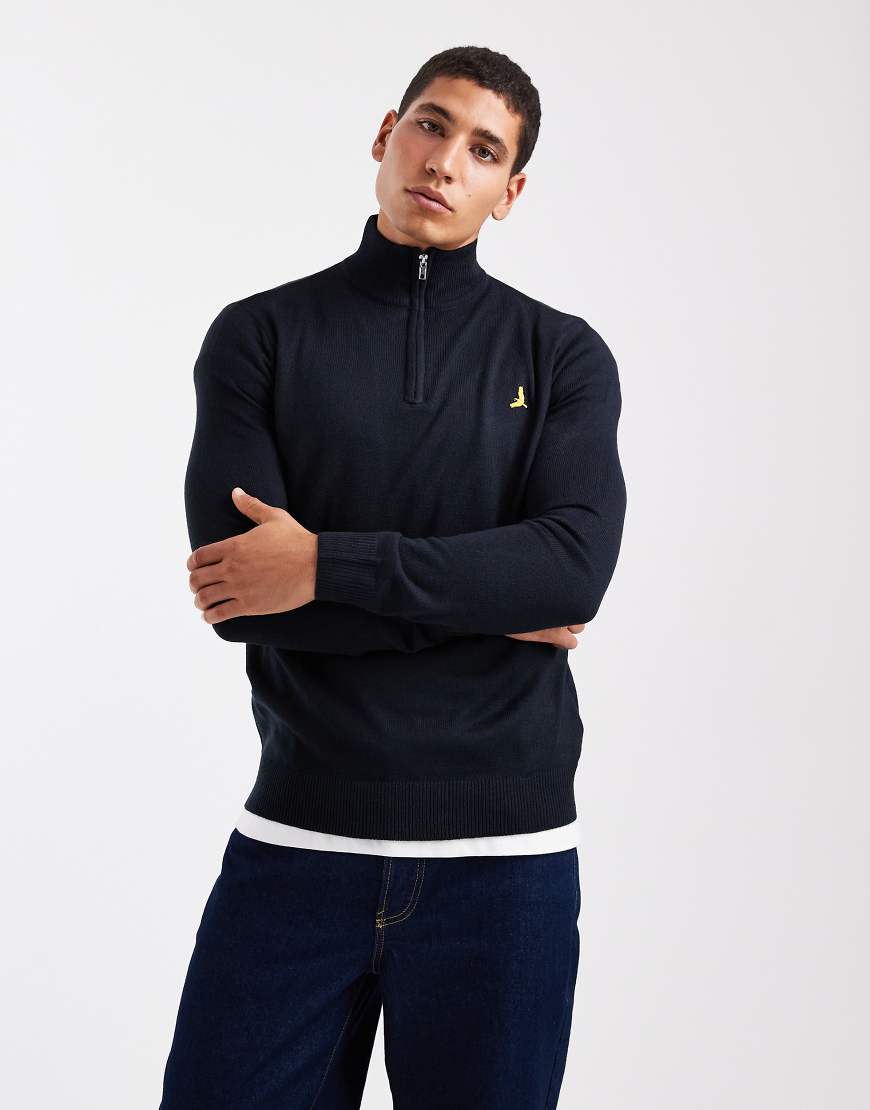 Brave Soul - Strickpullover in Marineblau mit kurzem Reißverschluss von Brave Soul