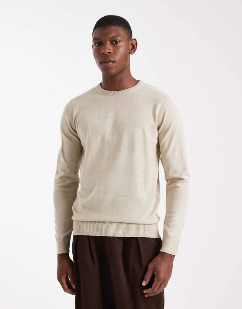 Brave Soul - Strickpullover in Sand mit Rundhalsausschnitt-Neutral von Brave Soul