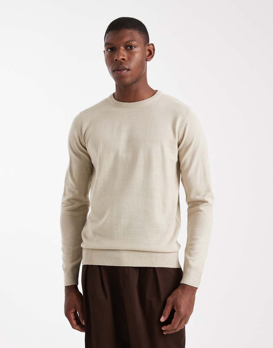 Brave Soul - Strickpullover in Sand mit Rundhalsausschnitt-Neutral von Brave Soul
