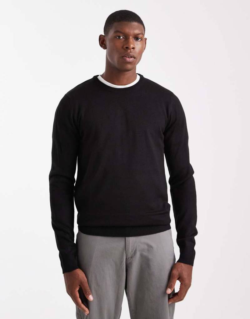 Brave Soul - Strickpullover in Schwarz mit Rundhalsausschnitt von Brave Soul