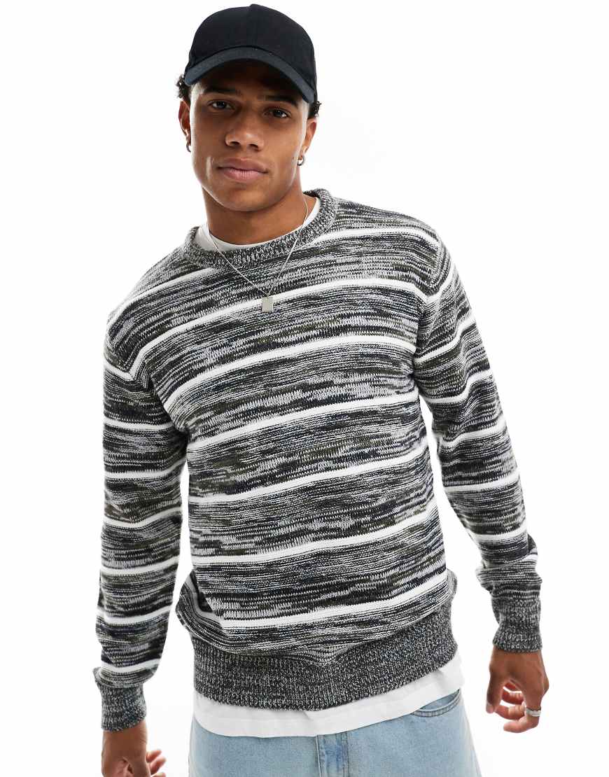 Brave Soul - Strukturierter Pullover in Grün und Weiß gestreift Brave Soul - Strukturierter Pullover in Grün und Weiß gestreift von Brave Soul