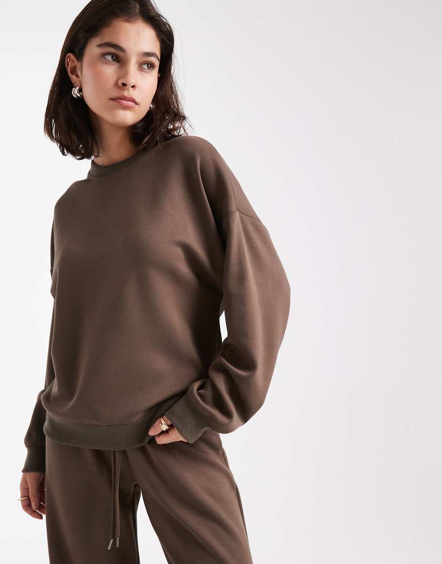 Brave Soul - Sweatshirt aus neoprenartigem Material in Taupe-Neutral von Brave Soul