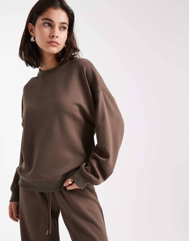 Brave Soul - Sweatshirt aus neoprenartigem Material in Taupe-Neutral von Brave Soul