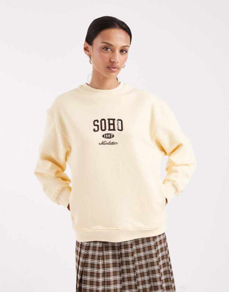 Brave Soul - Sweatshirt in Gelb mit hohem Baumwollanteil und „Soho"-Grafikprint von Brave Soul