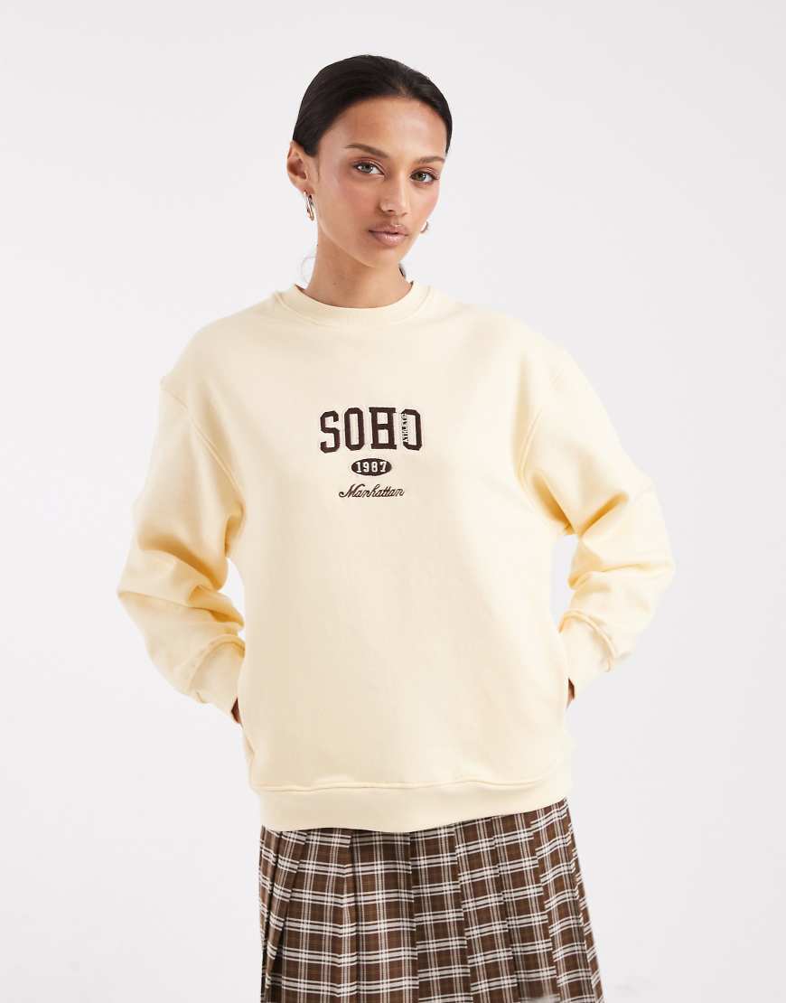 Brave Soul - Sweatshirt in Gelb mit hohem Baumwollanteil und „Soho"-Grafikprint von Brave Soul
