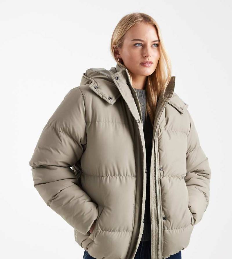 Brave Soul Tall - Cropped Pufferjacke in Salbeigrün mit Kapuze von Brave Soul