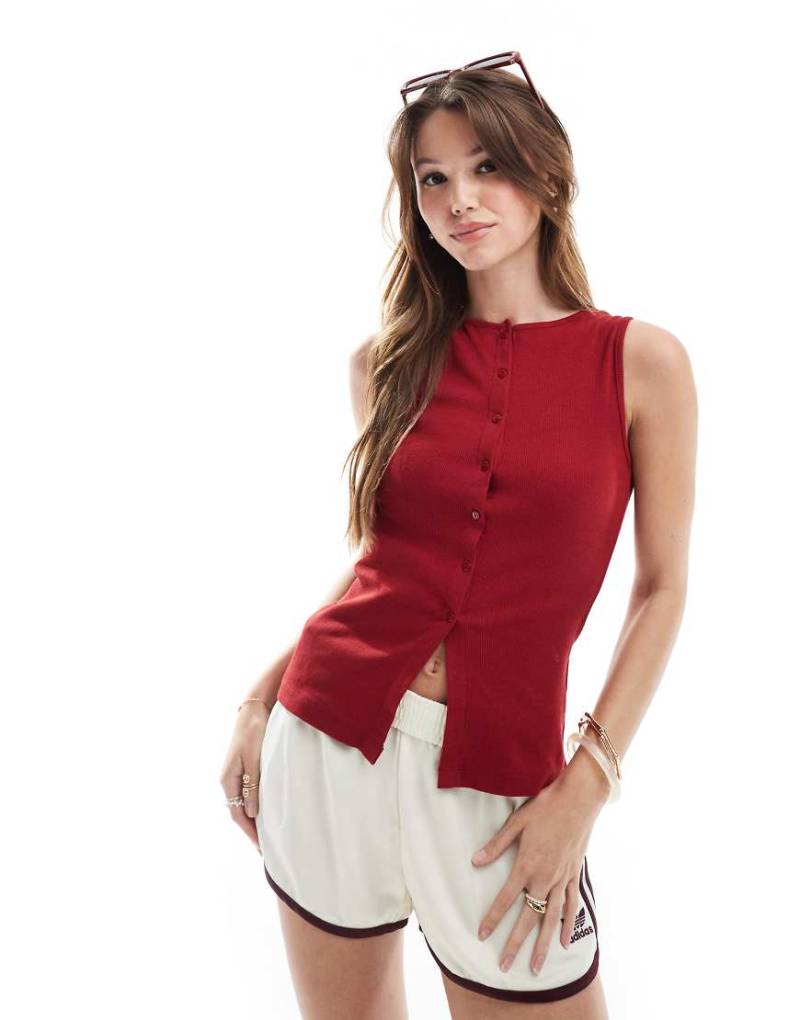 Brave Soul - Trägertop in Rot mit Knopfleiste Brave Soul - Trägertop in Rot mit Knopfleiste von Brave Soul