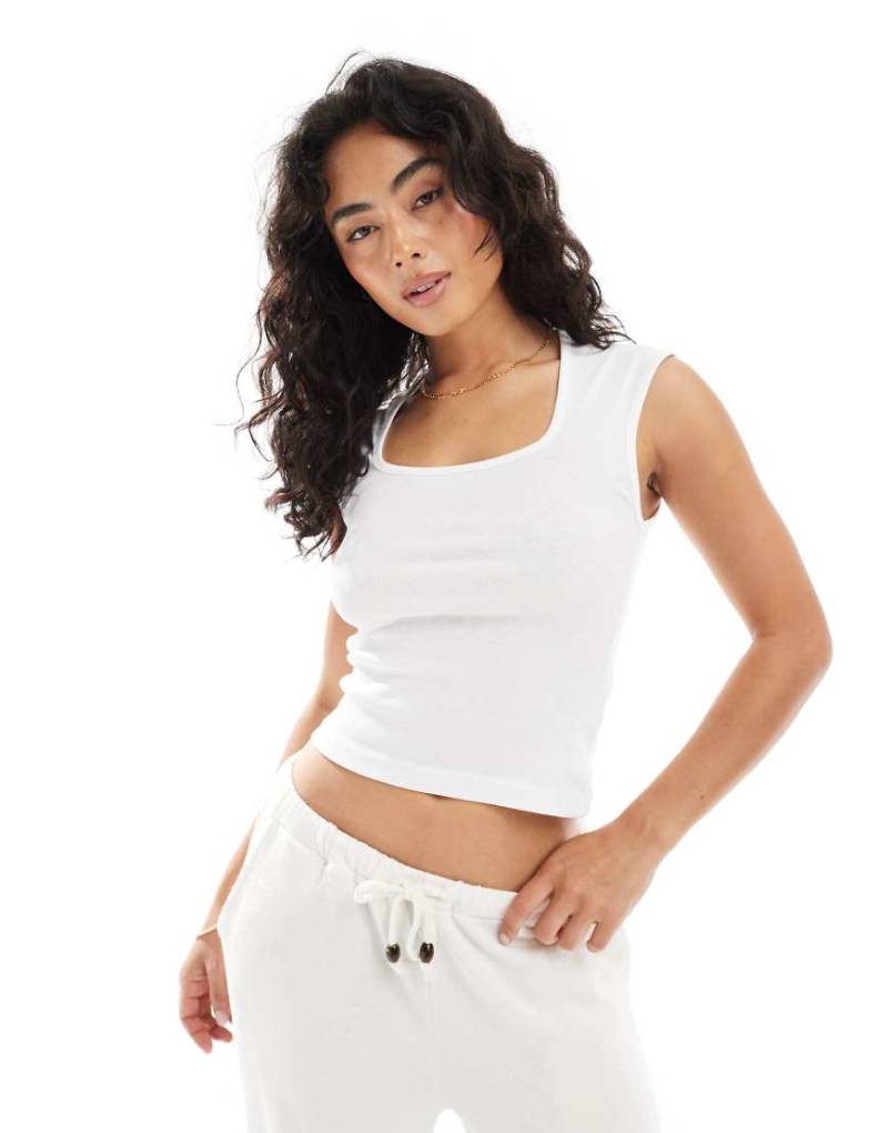 Brave Soul - Trägertop in Weiß mit eckigem Ausschnitt und hohem Baumwollanteil von Brave Soul