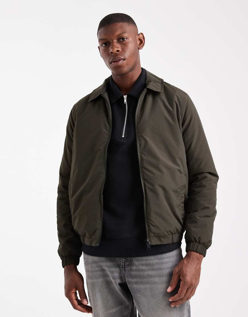 Brave Soul - Wattierte, kurze Jacke in Khaki mit Kragen-Grün von Brave Soul