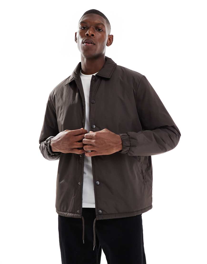 Brave Soul - Wattierte Jacke in Schokobraun mit Kragen-Brown von Brave Soul