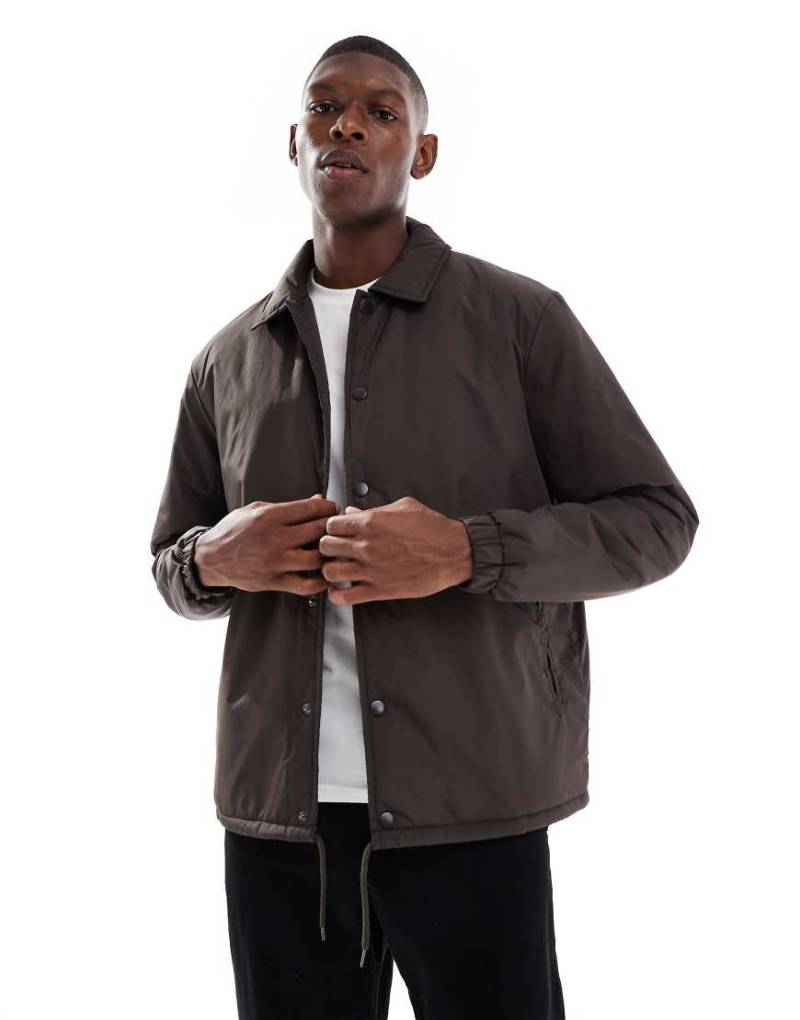 Brave Soul - Wattierte Jacke in Schokobraun mit Kragen-Brown von Brave Soul