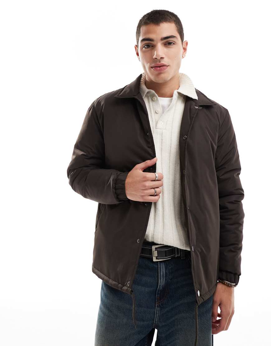 Brave Soul - Wattierte Trainerjacke in Braun-Schwarz von Brave Soul