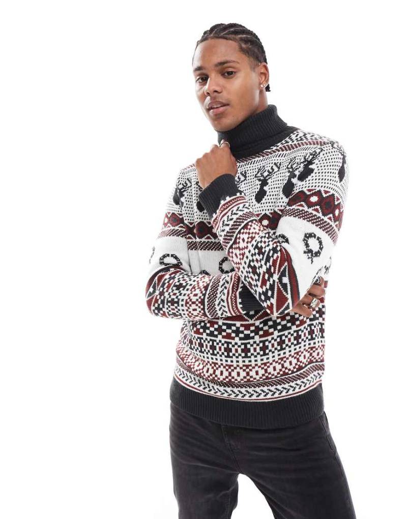 Brave Soul - Weihnachten - Rollkragenpullover in Marineblau von Brave Soul