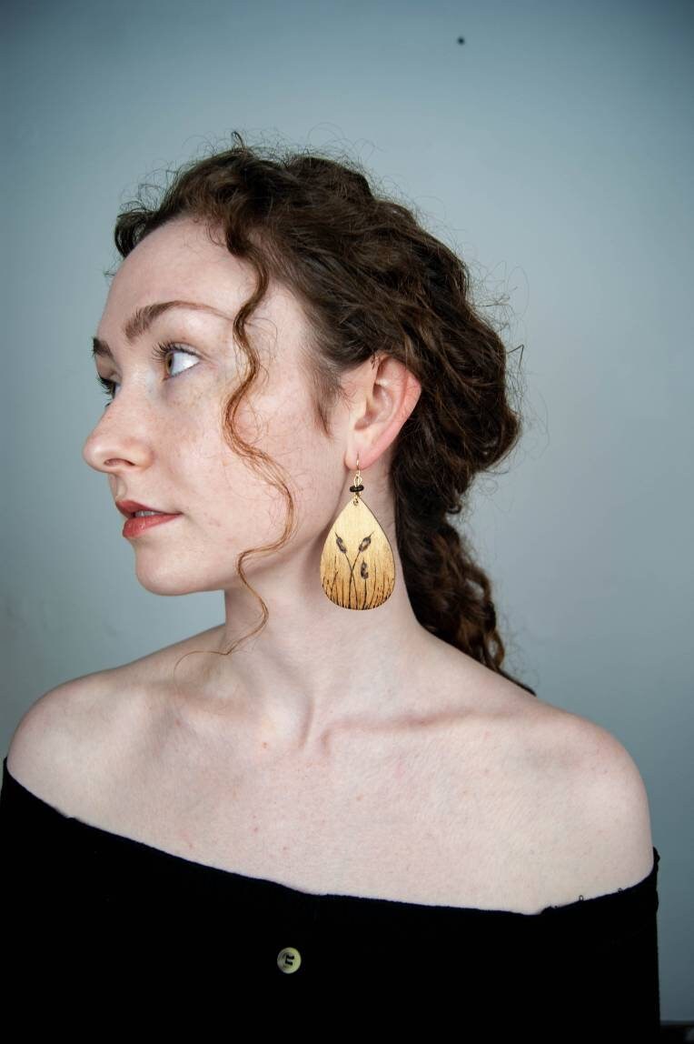 Boho Holz Gebrannte Tropfen Ohrringe Boho Holz Gebrannte Tropfen Ohrringe von BravedesignsByAoife