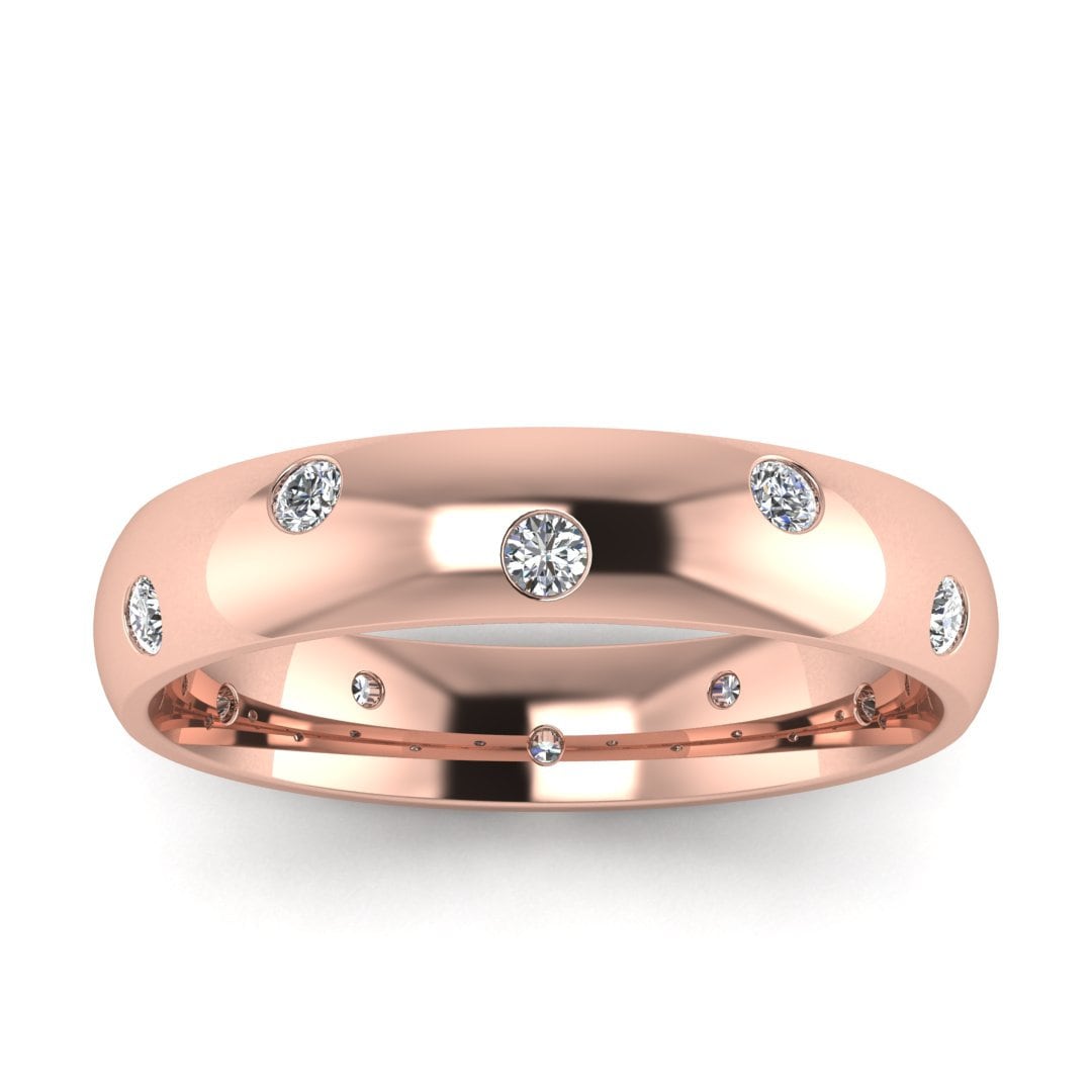4mm Zick Zack Rose Gold Flush Set Diamantband - Abgerundetes Diamantband, Diamant Ehering von BravermanOren