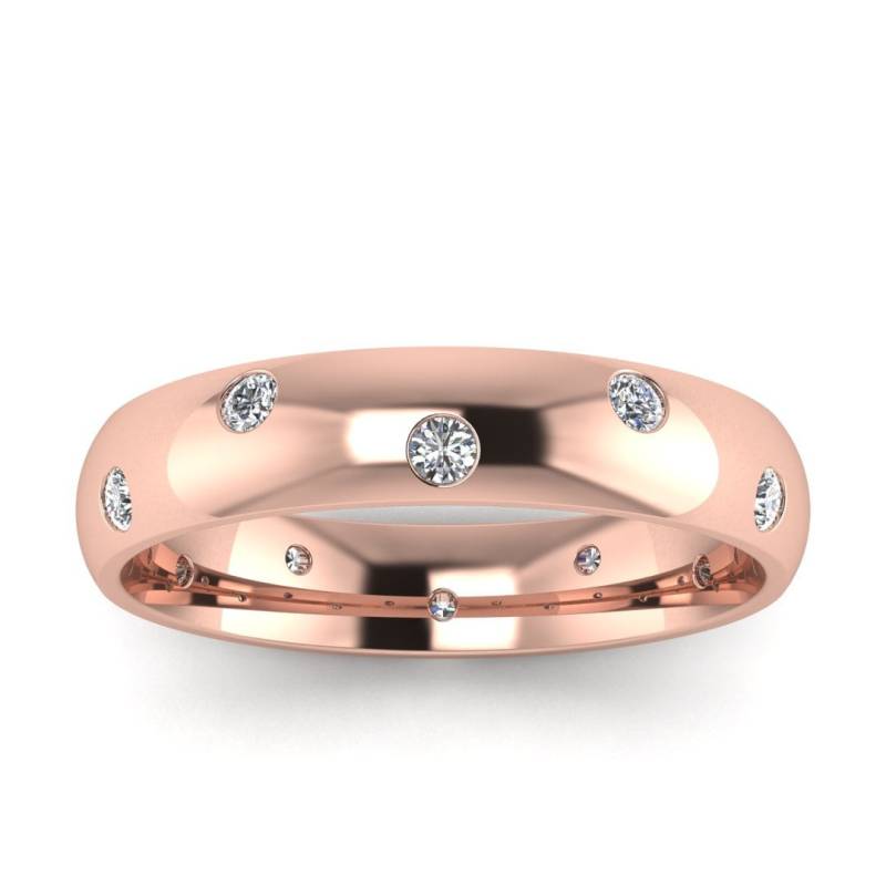 4mm Zick Zack Rose Gold Flush Set Diamantband - Abgerundetes Diamantband, Diamant Ehering von BravermanOren
