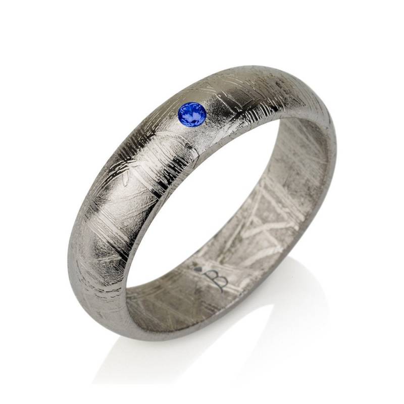 Blauer Saphir Meteor Ring "Wurzel Des Glücks' - Meteorit Natürlicher Band Gibeon von BravermanOren