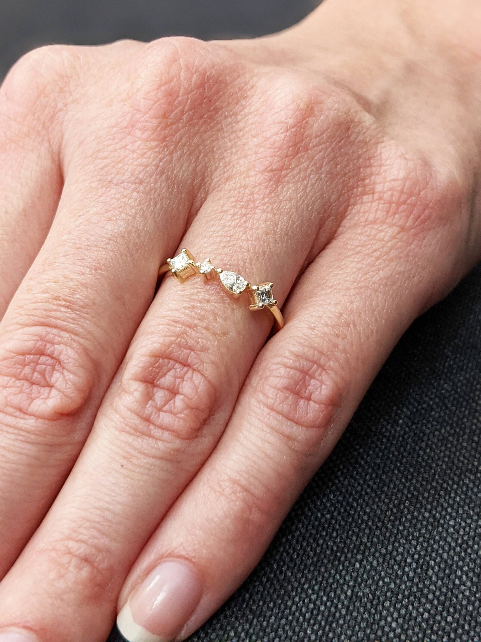 Cluster Ring in 14K Gold, Multi-Form Diamant Ring, Einzigartiger Stapelring, Ehering, Multi Stein von BravermanOren