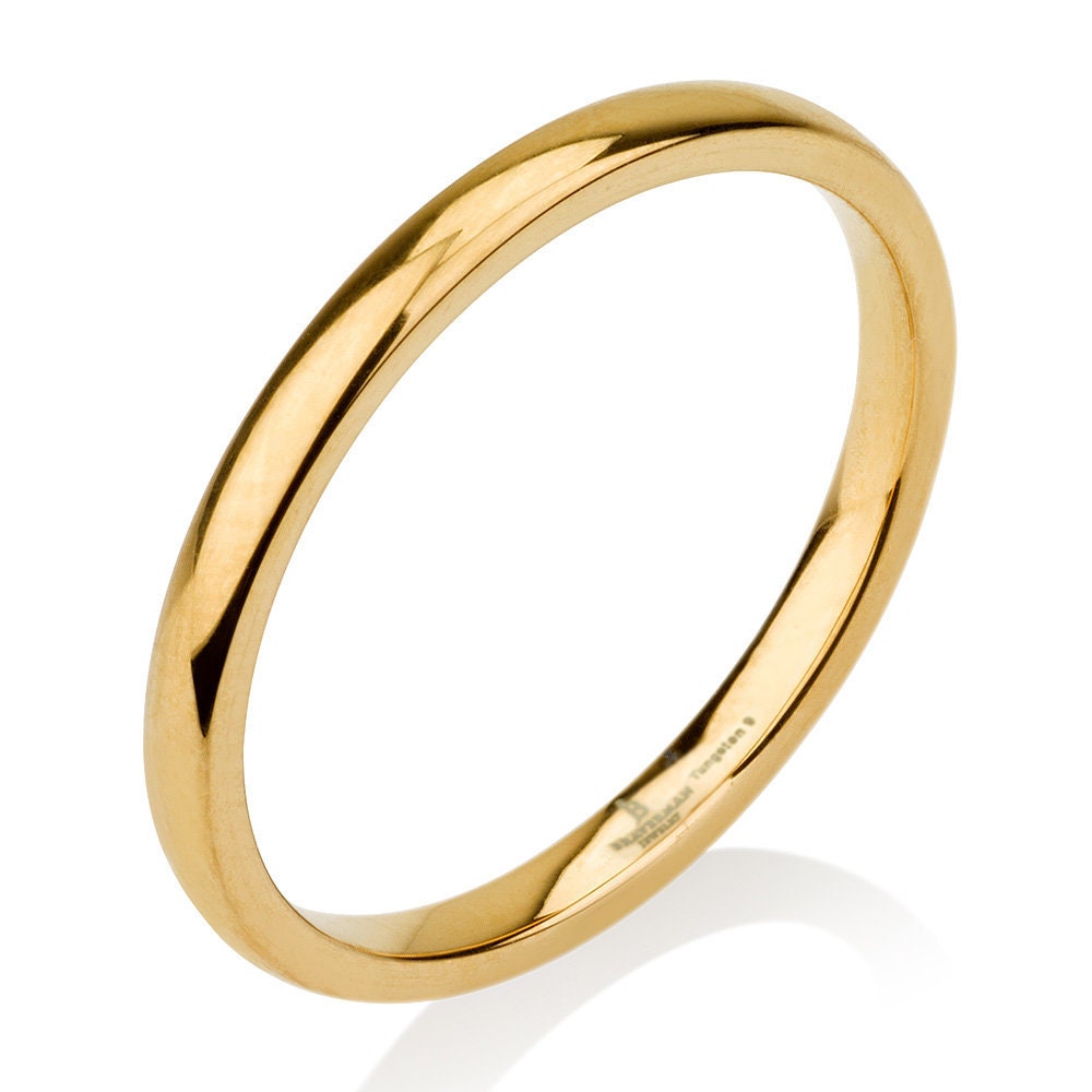 Gelbgold Wolfram Eheringe Stapelring, Zarter Ring, 2 Mm, Wolframring, Eheringe, Gelber von BravermanOren