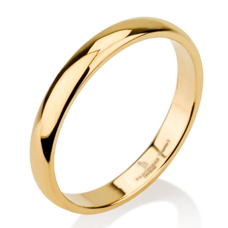 Gewölbter 14K Gelbgold Wolframring Herren Ehering, 3 Mm, Wolframband Alle Größen Comfort Fit Glänzend Poliert von BravermanOren