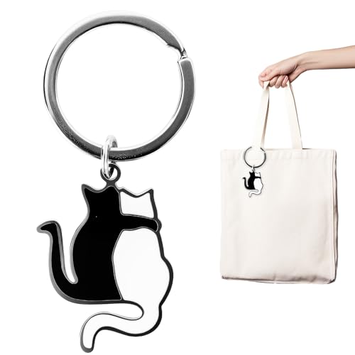 Schlüsselanhänger Katze, Haustier Glücksbringer Aus Edelstahl Niedliche Schwarze Katze Für Frauen Männer Ideal Für Auto Tasche Schlüssel Bund von Bravien