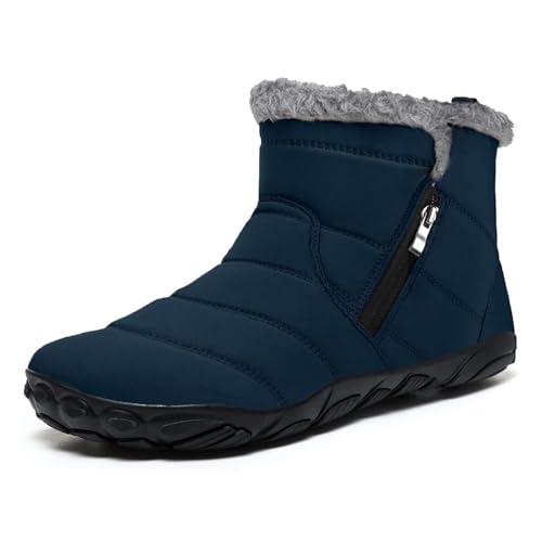 Barfußschuhe Herren Damen Winterstiefel Winterschuhe Schneestiefel Warm Gefüttert Wanderschuhe Rutschfest Trekkingschuhe Wanderstiefel Stiefel Blau EU41 von Bravover