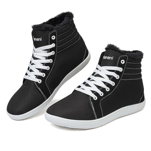 Bravover Barfußschuhe Winter Herren Damen Winterschuhe Warm Gefüttert Winterstiefel Schneestiefel Rutschfeste Bequem Schwarzweiß 43EU von Bravover