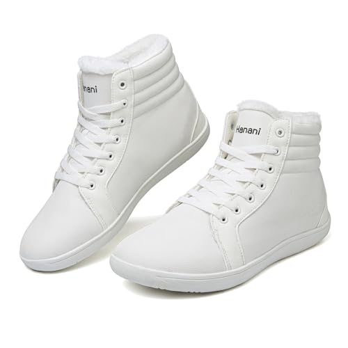 Bravover Barfußschuhe Winter Herren Damen Winterschuhe Warm Gefüttert Winterstiefel Schneestiefel Rutschfeste Bequem Weiß 44EU von Bravover