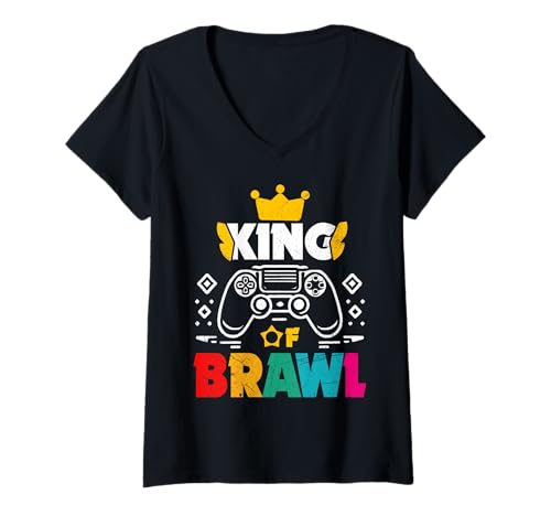 Damen Brawl King Brawling Gamer Gaming T-Shirt mit V-Ausschnitt Damen Brawl King Brawling Gamer Gaming T-Shirt mit V-Ausschnitt von Brawl King Gamer