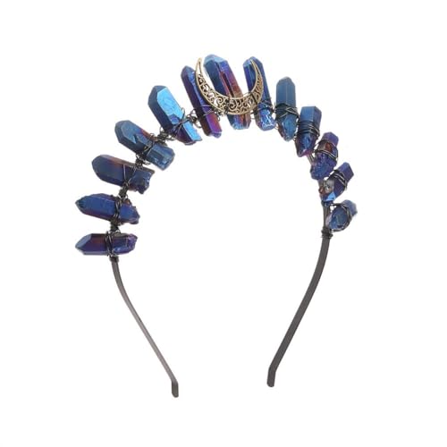 Damen-Tiara, rohes Kristall, Krone, Stirnband, Boho-Quarz, Mondgöttin, Kopfschmuck (royal1moon) von Brawlady