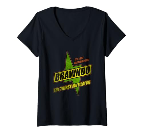 Damen Lustiger Brawndo-Durst - Vernichte, was Pflanzen nach ihm verlangen T-Shirt mit V-Ausschnitt von Brawndo Thirst Annihilators What Plants Crave Idio