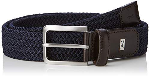 BRAX Herren Elastischer Lederflechtgürtel Gürtel, Navy, 90 von BRAX