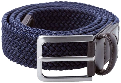 BRAX Herren Style Herrengürtel Hi-flex: Elastischer Lederflechtgürtel gürtel, Navy 500210_71000790, 110 EU von BRAX