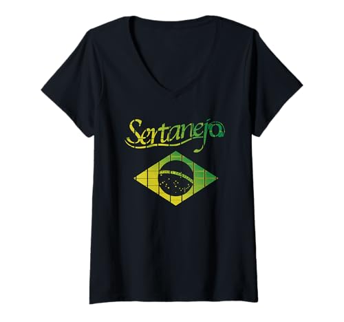 Damen Brasilianische Musik Sertanejo Popular Music Genre of Brasil T-Shirt mit V-Ausschnitt Damen Brasilianische Musik Sertanejo Popular Music Genre of Brasil T-Shirt mit V-Ausschnitt von Brazil Brasil Popular Music of Brazil Designs