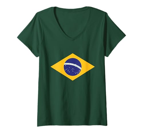 Damen Flagge Brasiliens T-Shirt mit V-Ausschnitt Damen Flagge Brasiliens T-Shirt mit V-Ausschnitt von Brazil Flag
