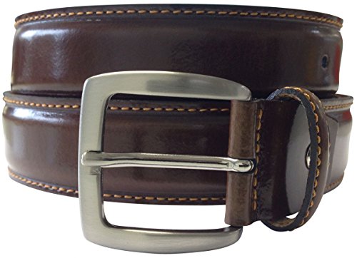 Brazil Lederwaren Eleganter Anzuggürtel aus Leder 3,5 cm Made in Italy | Bombierter Business-Gürtel für Herren 35mm | Anzug-Gürtel | Dunkelbraun 80cm von Brazil Lederwaren