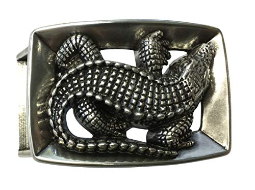 Brazil Lederwaren Gürtelschnalle Kroko gerahmt 2,5cm | Buckle Wechselschließe Gürtelschließe 25mm Massiv | Für Wechselgürtel bis 2.5cm | Silber von Brazil Lederwaren