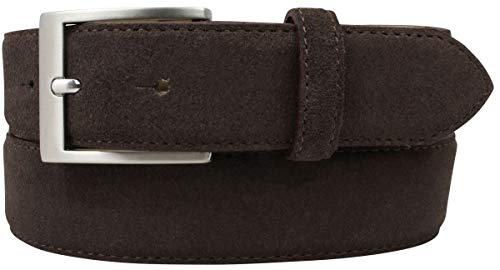 Gürtel aus Veloursleder 3,5 cm | Velour-Ledergürtel für Damen Herren 35mm | Wildleder-Gürtel | Dunkelbraun 105cm von Brazil Lederwaren